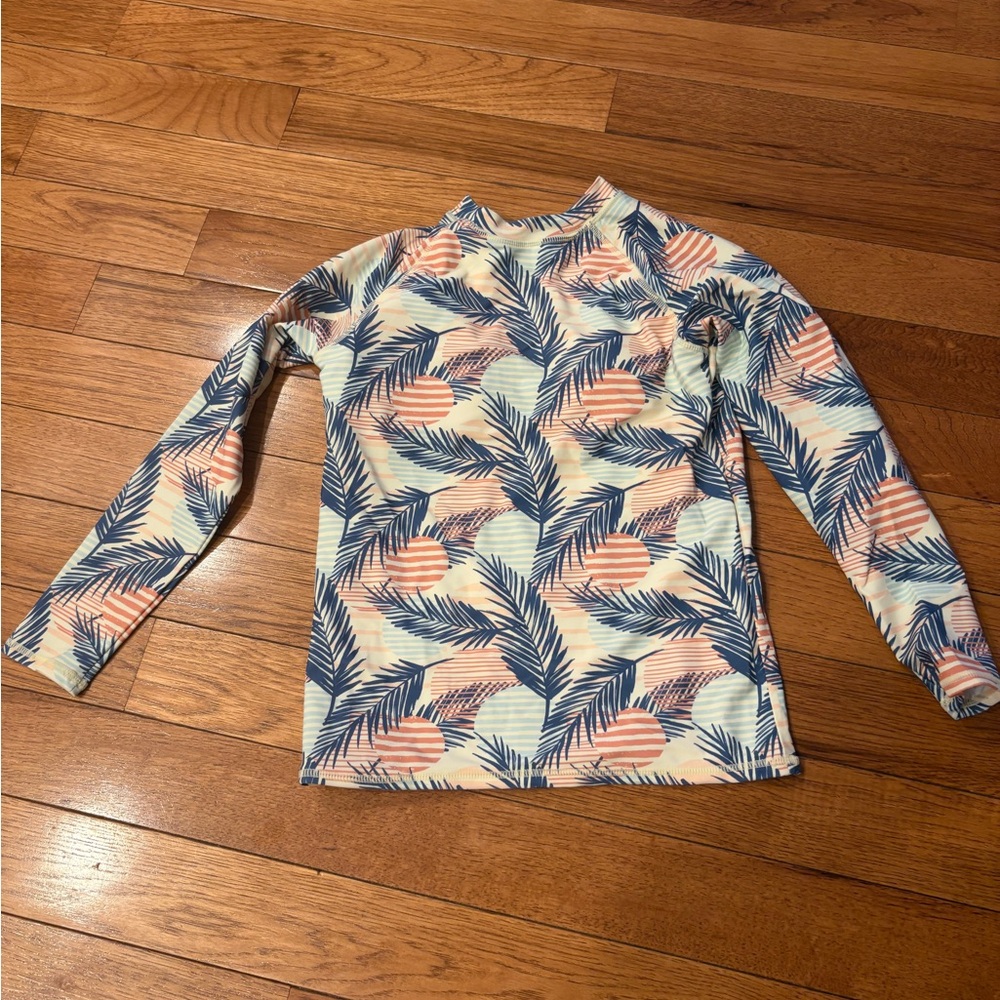 Kids Tropical Print Long Sleeve Bathing Suit SPF 50 size youth xl 15/16 NWT